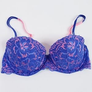 Pink Victoria's Secret Lined Pushup Lace Bra